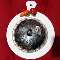 TAGLIERE in CERAMICA+CESTELLO per VAPORE INOX