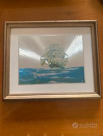 Quadro con stampa retro illuminata con veliero