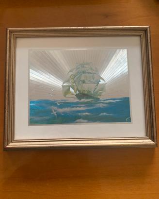 Quadro con stampa retro illuminata con veliero