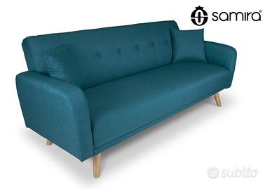 Divano 2 posti in tessuto tortora dallo stile scandinavo mod