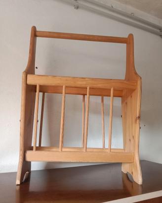 PORTA RIVISTE IN LEGNO GREZZO ANNI 90