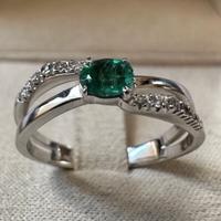 ANELLO ORO 18kt. DIAMANTI E SMERALDO COLOMBIANO