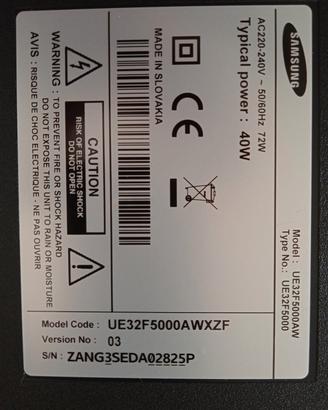 TV SAMSUNG UE32F5000AW RICAMBI 