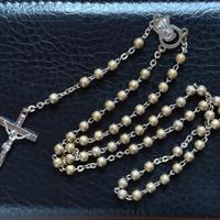 ROSARIO VINTAGE con grani metallici colore oro bru