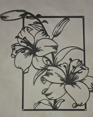 Decorazione murale fiori gigli stilizzati  metallo