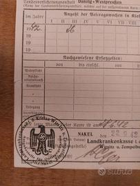 Documento nazista 1942 - Landkrankenkasse Nakel