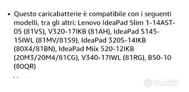 Alimentatore caricabatteria portatile LENOVO