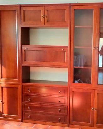 Armadio soggiorno, legno ciliegio 300 x 36 x H236