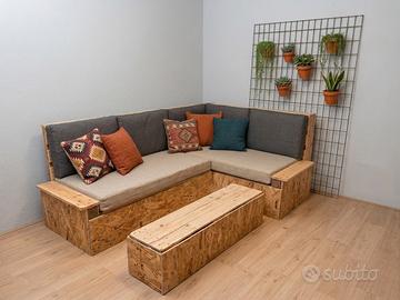 Divano Pallet Industrial angolare artigianale
