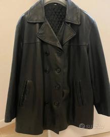 Giacca Cappotto Vintage in Vera Pelle Doppiopetto