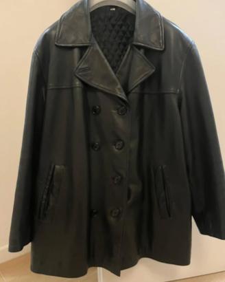 Giacca Cappotto Vintage in Vera Pelle Doppiopetto