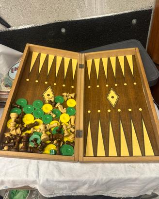 Scacchi dama in legno backgammon