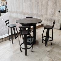 set tavolo a botte in legno con sgabelli 