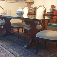 tavolo fratino d'epoca con piano in cristallo