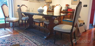 tavolo fratino d'epoca con piano in cristallo