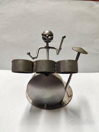 Scultura in ferro artigianale Batterista Metal Art