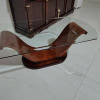 tavolino in radica e cristallo 