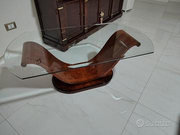 tavolino in radica e cristallo 