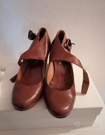 scarpe décolleté vintage in cuoio