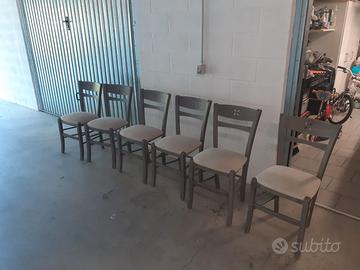 6 sedie in legno massello da restaurare