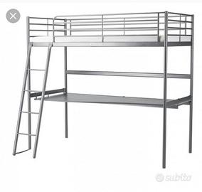 Letto a soppalco in metallo