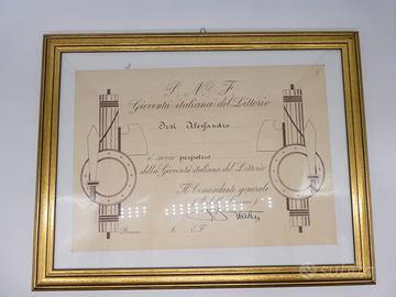 Attestato socio perpetuo P.N.F. Gioventù Italiana