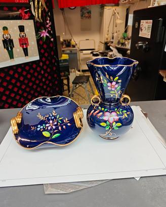 coppia in ceramica smaltata blu cobalto 