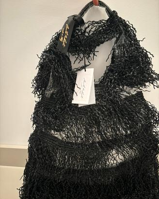 Borsa a spalla in pvc e rafia Anita Bilardi