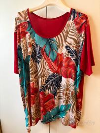 T shirt rossa, fantasia, taglia 56