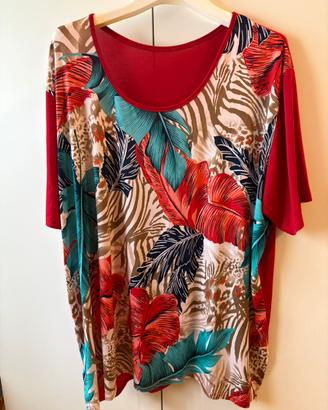 T shirt rossa, fantasia, taglia 56
