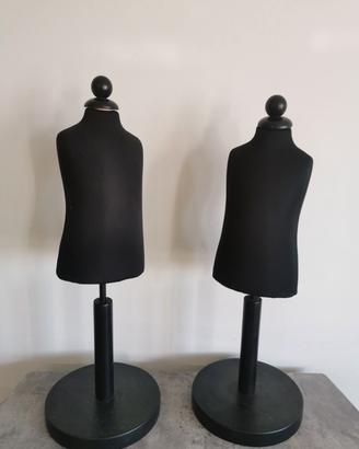 Coppia di Busti Manichini Sartoriali Neri 