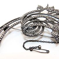 Splendida antica spilla Inglese argento marcasite
