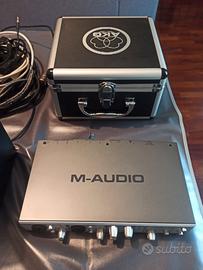 MICROFONO AKG + ASTA + SCHEDA FIREWIRE + CASSE