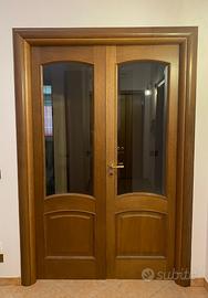 7 porte tamburate in legno effetto noce, complete