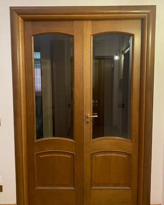 7 porte tamburate in legno effetto noce, complete