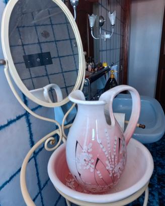 Set toilette Lavabo porta catino e brocca ceramica