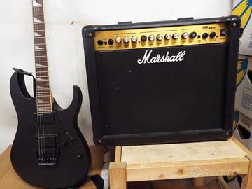 chitarra elettrica con amplificatore con custodia