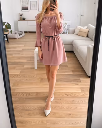 Vestito rosa cipria effetto velluto