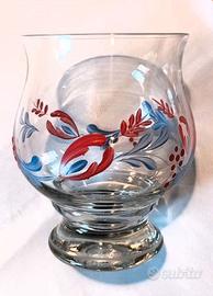 Set 13 bicchieri in vetro dipinti a mano vintage