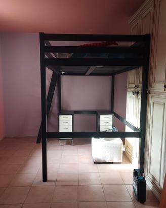 struttura letto soppalco ikea nero