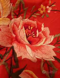 Vestaglia kimono vintage in pura seta ricamata