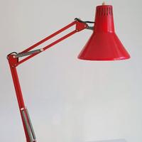 Lampada da scrivania in metallo smaltato rosso