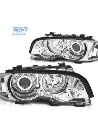 FARI BMW E46 99-03 OCCHI ANGELI CCFL FONDO CROMATO