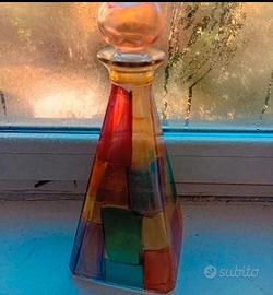 bottiglia in vetro dipinta a mano 