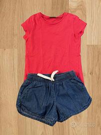 Completo Benetton bambina t-shirt e shorts 120cm