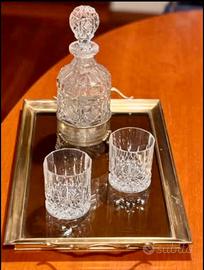 Vassoio vintage anni 60 in ottone e vetro