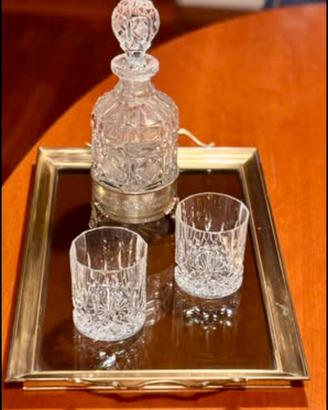 Vassoio vintage anni 60 in ottone e vetro