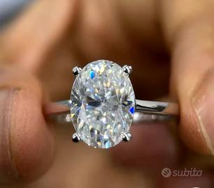 Anello Moissanite 2 Carati Certificata GRA Argento