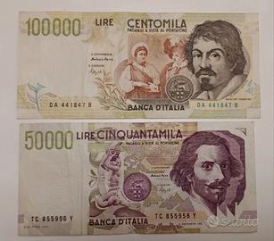 11# Banconote 100000 lire Caravaggio II tipo e 500