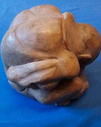 Scultura in legno esotico Buddha, vintage